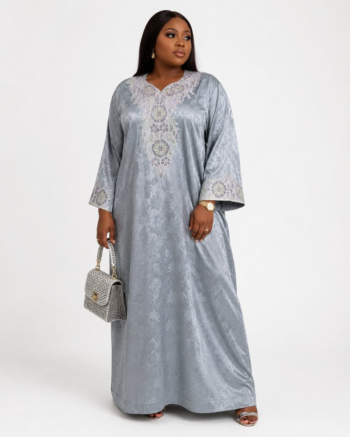 Luxury Silver Embroidery Boubou