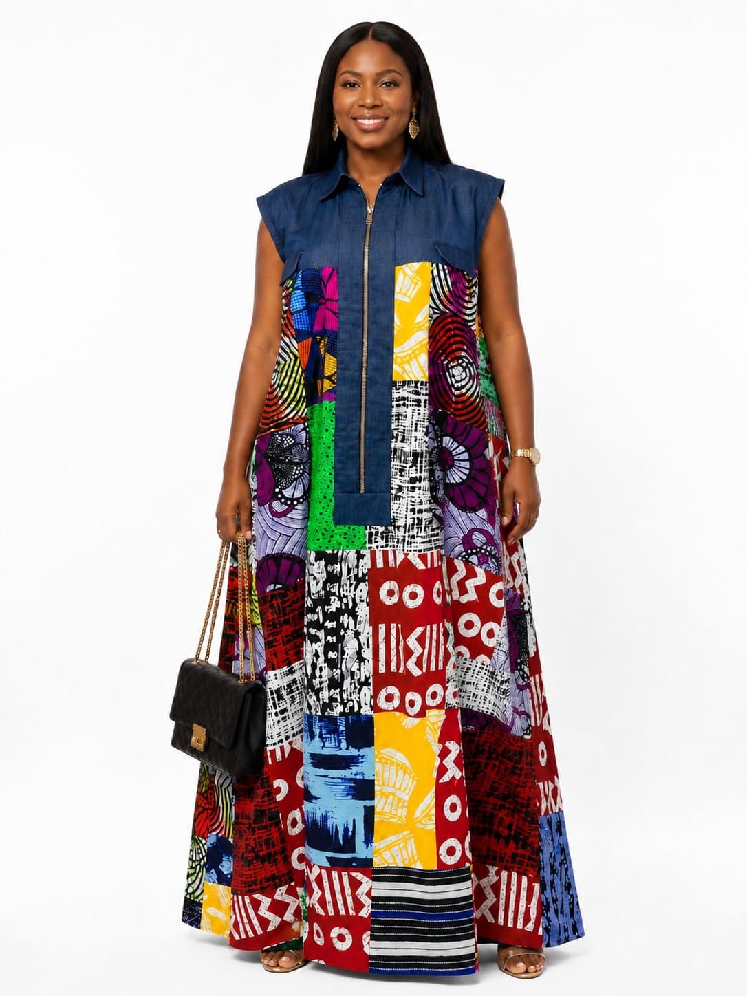 Urban Luxe Patchwork Maxi Dress