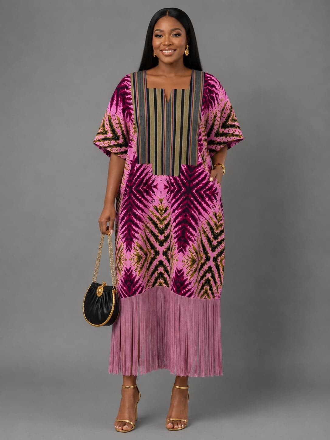 Elegant Ankara Fringe Midi Dress Collection — 9