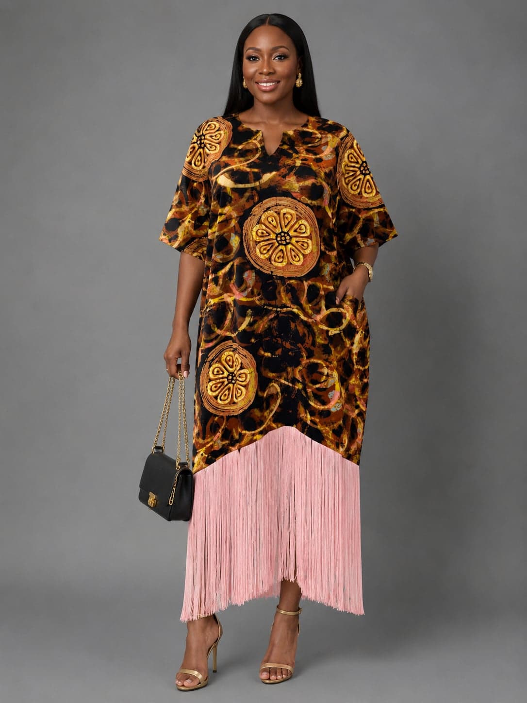 Elegant Ankara Fringe Midi Dress Collection — 5