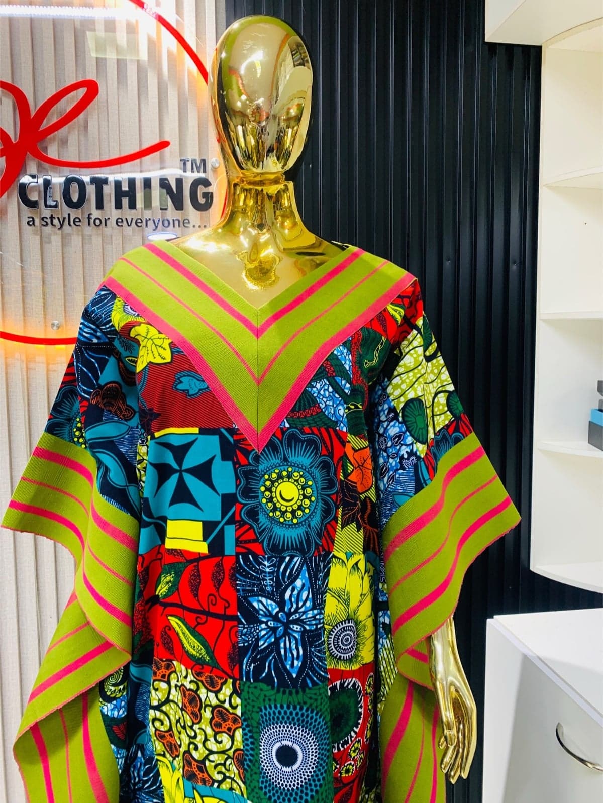 Print Patchwork Ankara Kaftan – Multicolor Elegance — 3