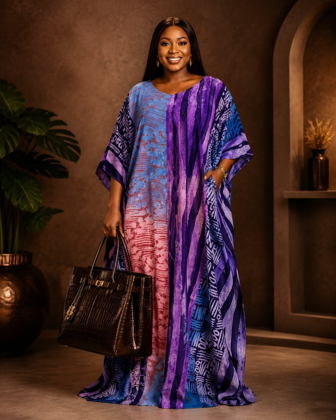 Adire Mix Voile Luxury Kaftan