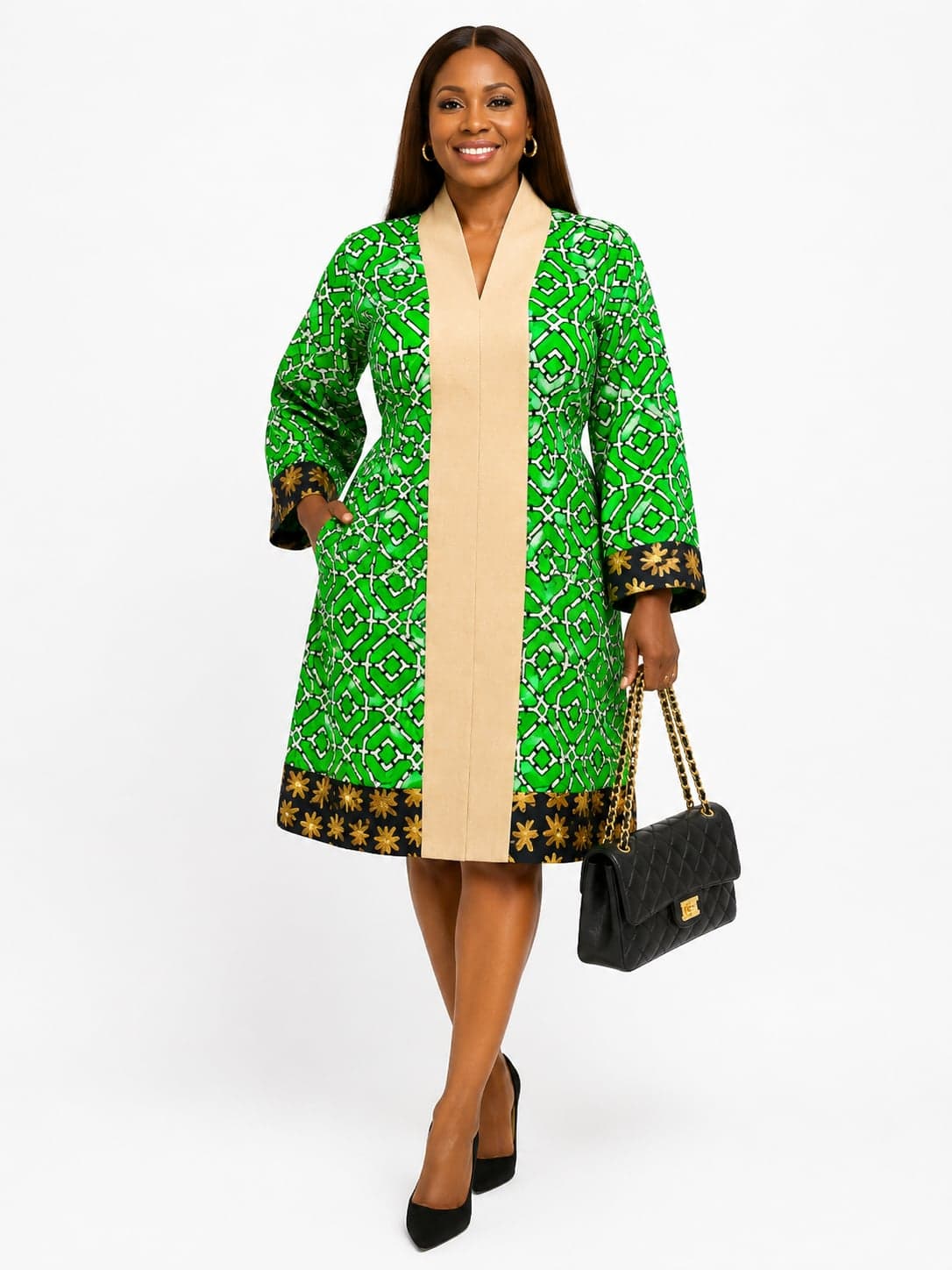 Emerald Luxe Ankara Shift Dress — 2