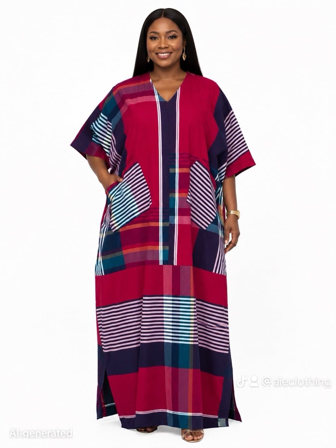 Ruby Plaid Luxe Kaftan