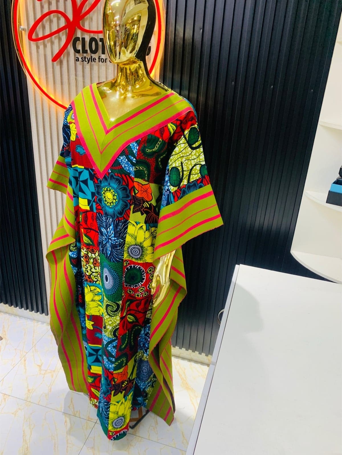 Print Patchwork Ankara Kaftan – Multicolor Elegance — 2