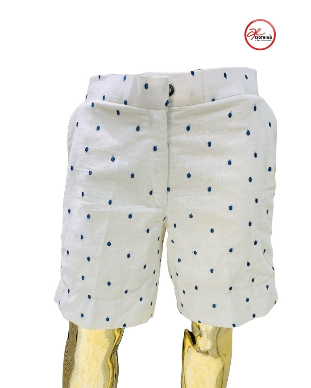 Ladies’ Beachwear Set — White with Navy Polka Dots — 4