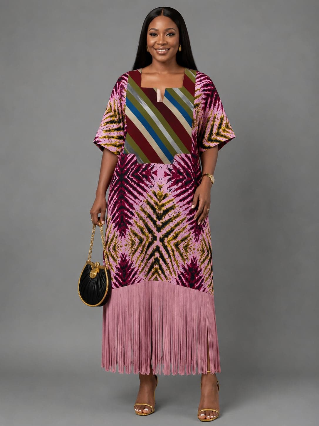 Elegant Ankara Fringe Midi Dress Collection — 7