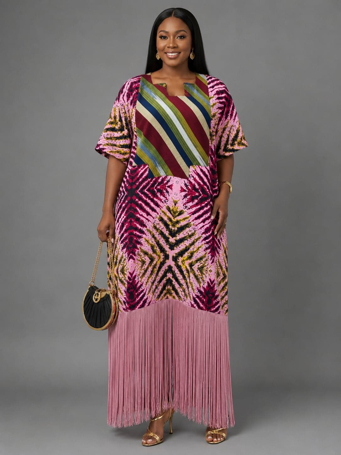 Elegant Ankara Fringe Midi Dress Collection — 8