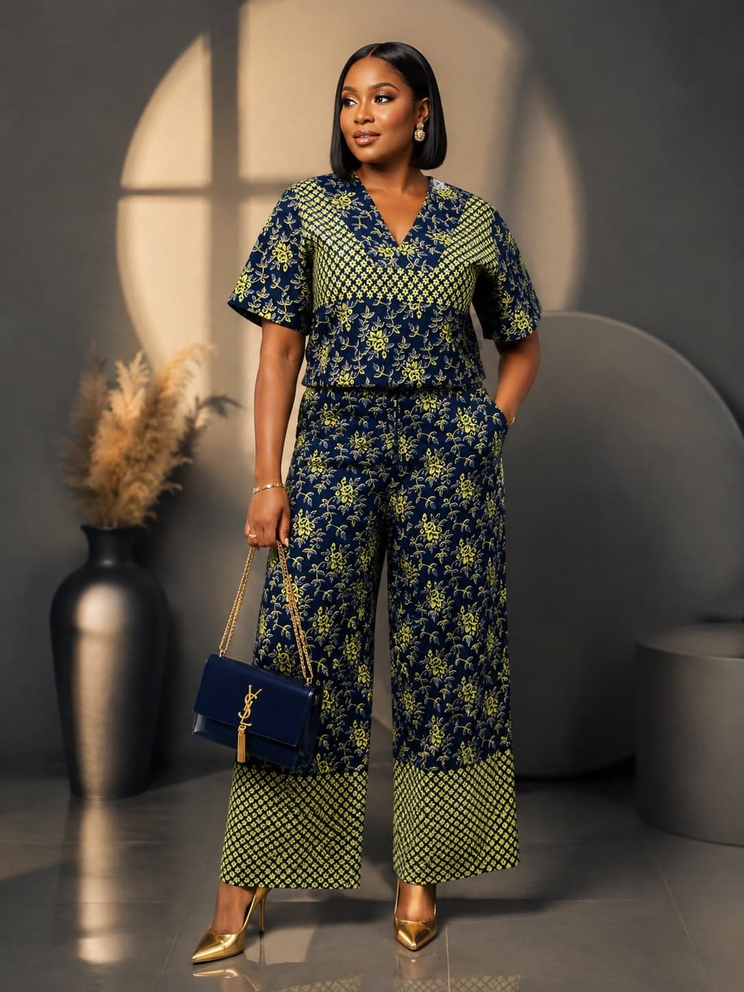 Ladies Adire Crop Top & Palazzo Trouser Set — 3