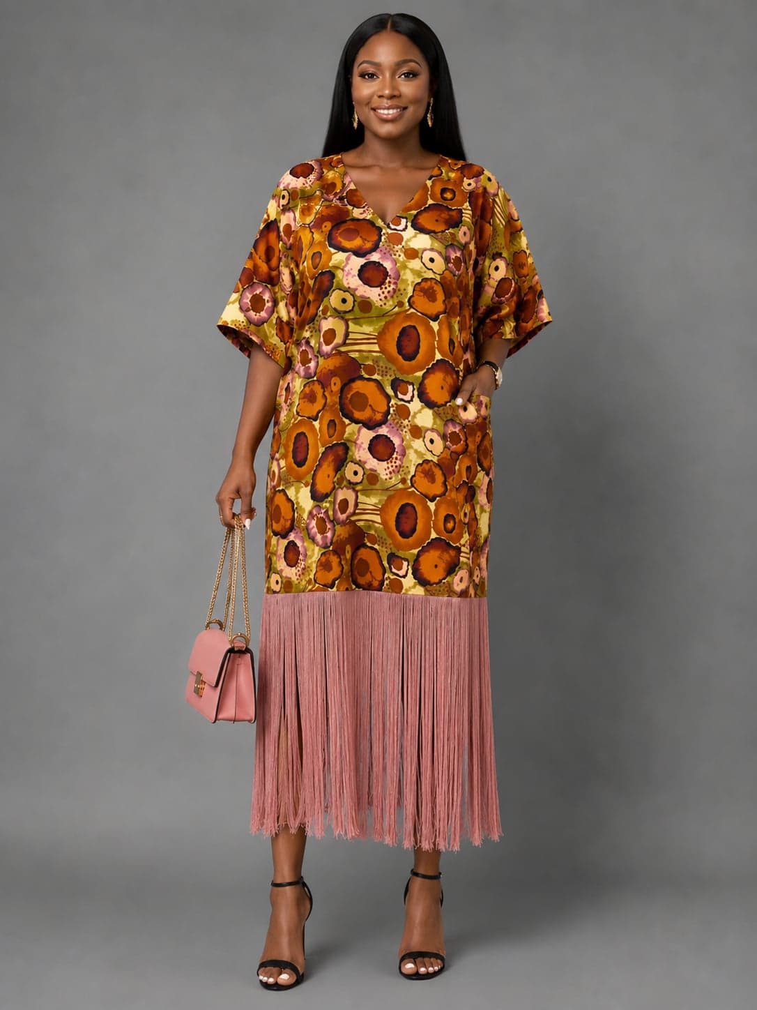 Elegant Ankara Fringe Midi Dress Collection — 4