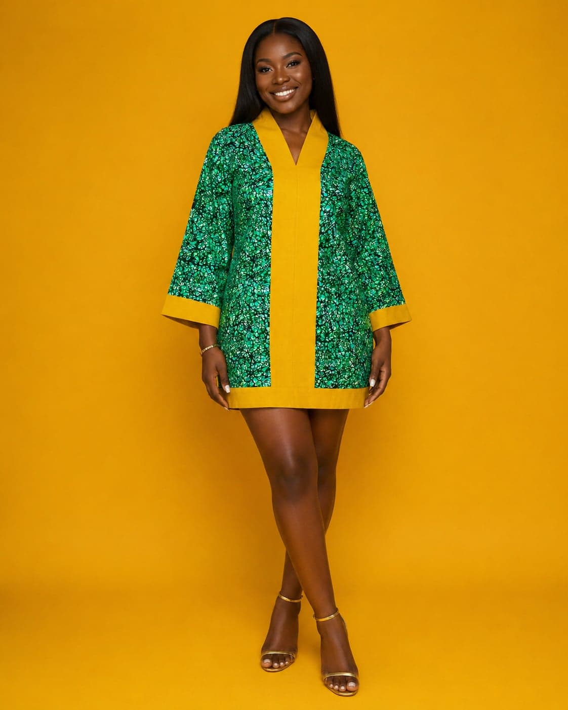 Emerald Luxe Ankara Shift Dress — 4