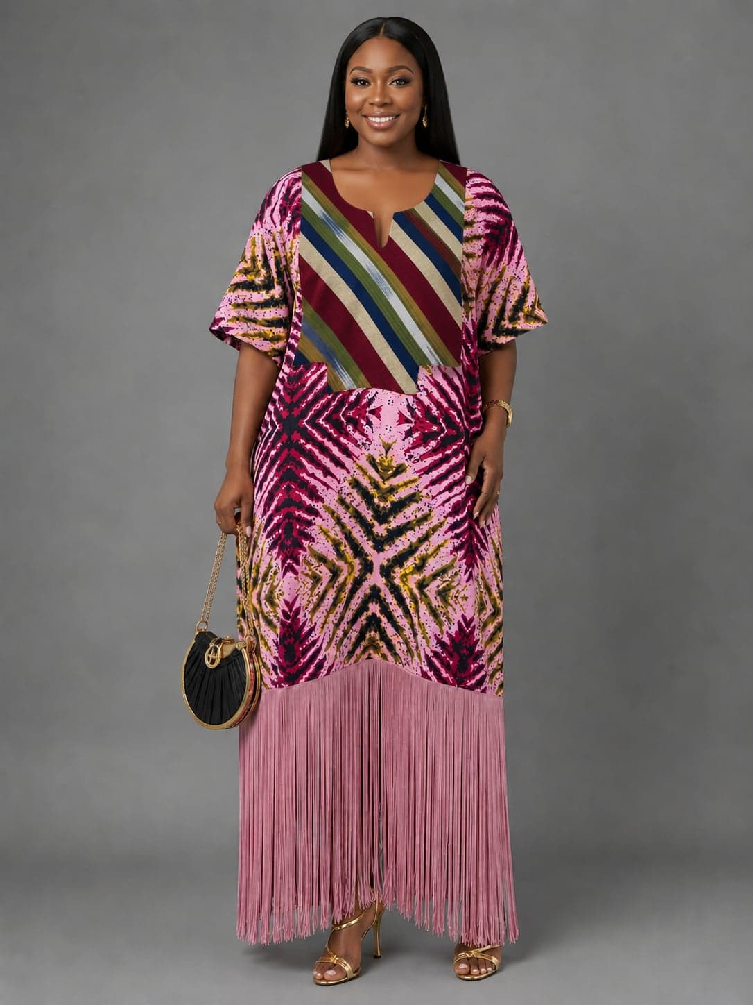 Elegant Ankara Fringe Midi Dress Collection — 6