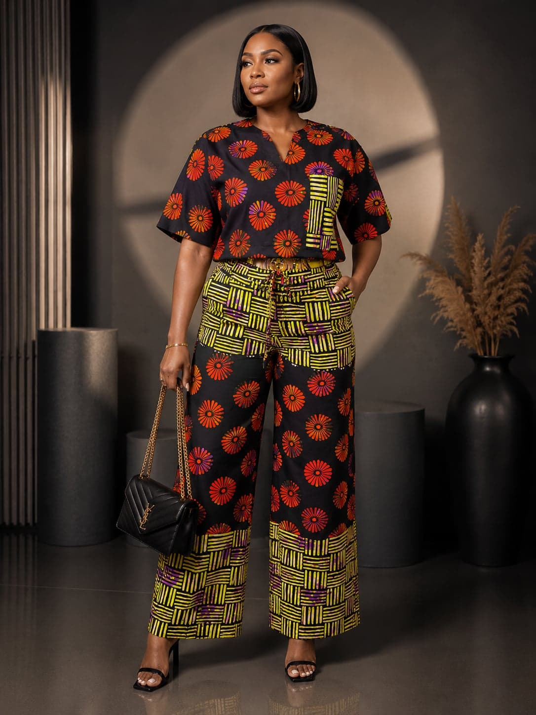 Ladies Adire Crop Top & Palazzo Trouser Set — 2