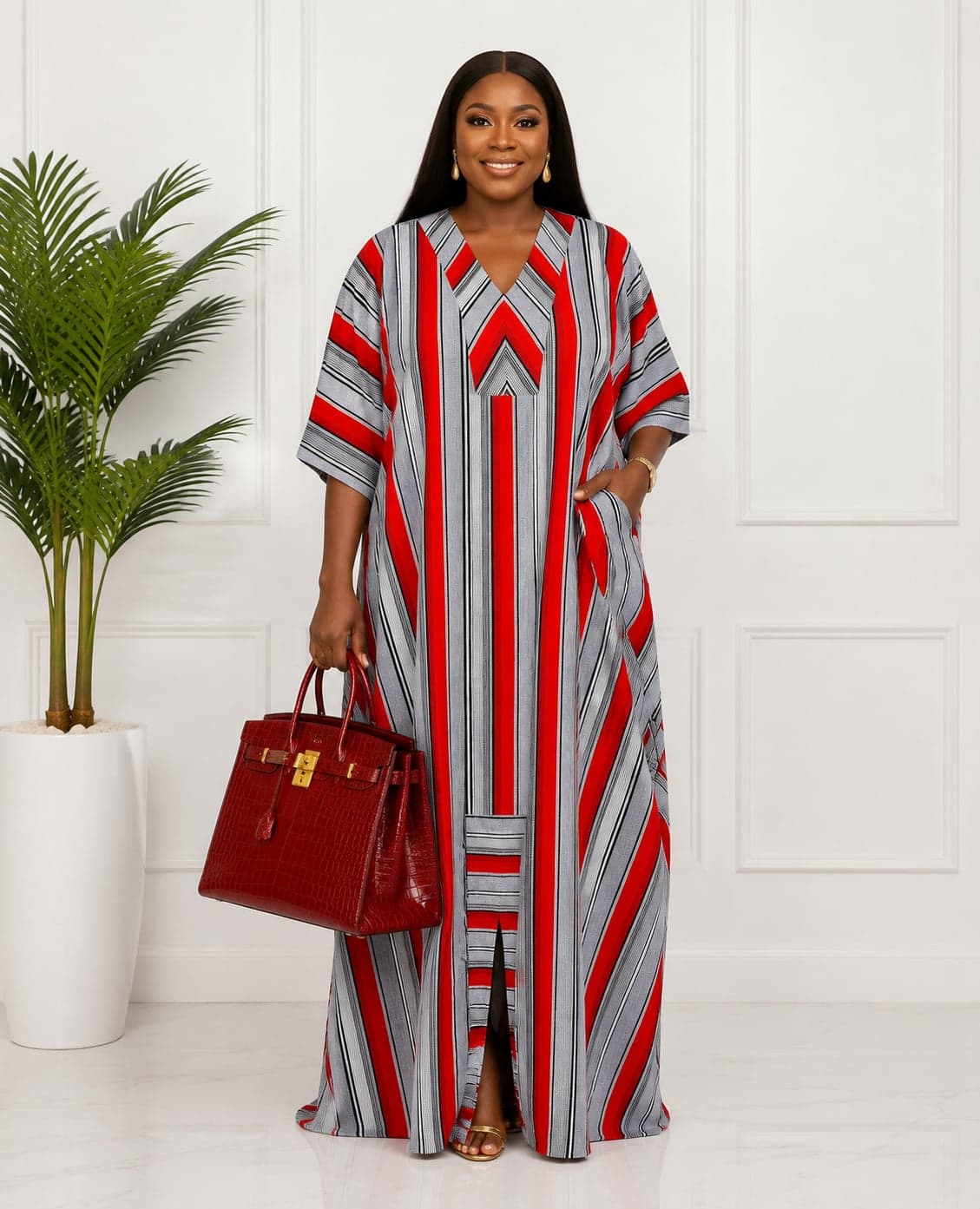 Ankara Stripe Luxury Kaftan
